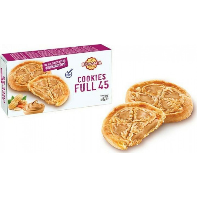 Βιολάντα Cookies Full 45 Γεμιστά Μπισκότα με Κρέμα Φυστικοβούτυρου (150gr)