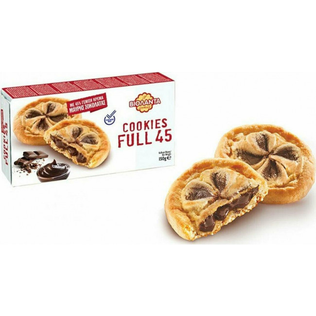 Βιολάντα Cookies Full 45 Γεμιστά Μπισκότα με Κρέμα Μαύρης Σοκολάτας (150gr)