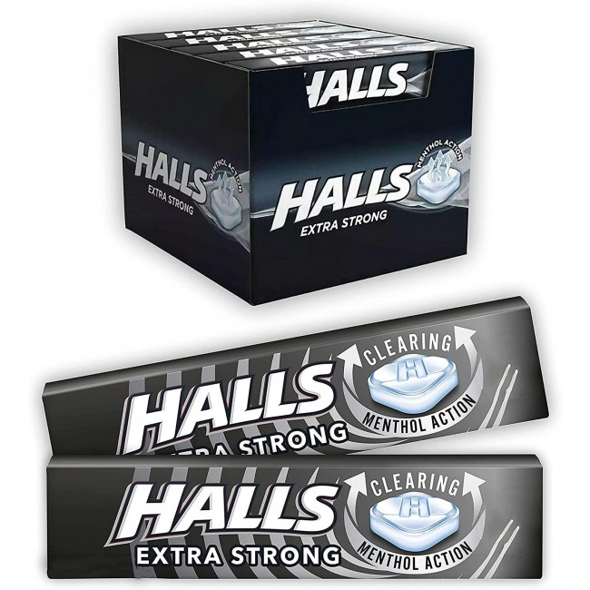 Καραμέλες Halls Extra Strong Χωρίς Ζάχαρη (32gr) (20τμχ)