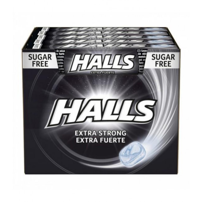 Καραμέλες Halls Extra Strong Χωρίς Ζάχαρη (32gr) (20τμχ)