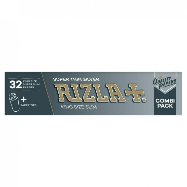 Χαρτάκια Στριφτού Rizla Silver King Size Slim Combi με Τζιβάνες (32 φύλλα) (1τμχ)