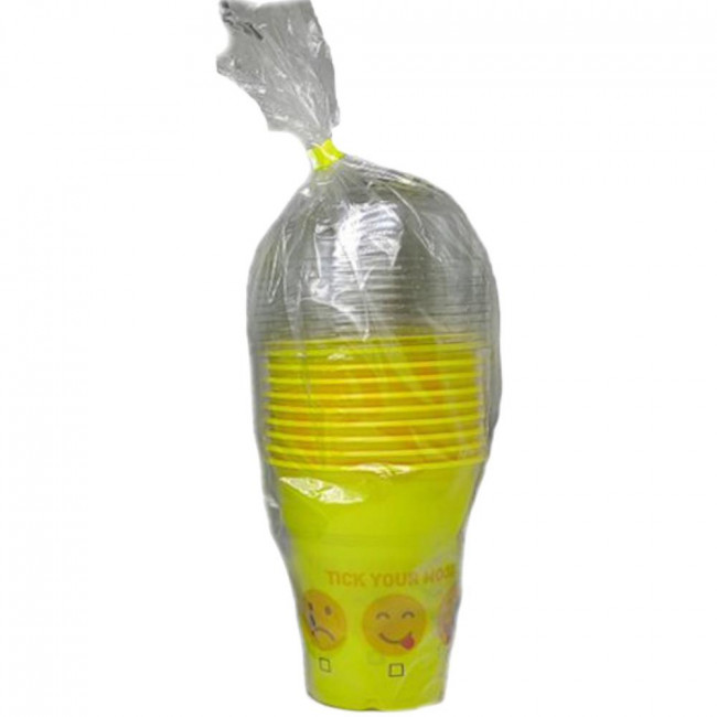 Ποτήρι Άθραυστο με Καπάκι Κίτρινο Oki Doki Tick Mood-Set Πλαστικά Θράκης (10τμχ)
