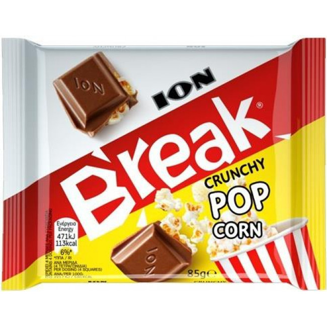 Σοκολάτα Γάλακτος ION Break Pop Corn (1944) (85gr) (1τμχ)
