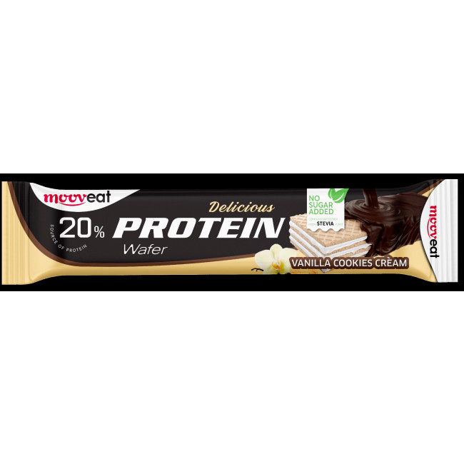 Γκοφρέτες Πρωτείνης Mooveat Protein Wafer 20% Vanilla Cookies Cream (46gr) (1τμχ)