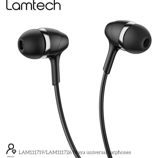 Ακουστικά Hands Free in-ear Μαύρα Fashionable Lamtech με Βύσμα 3.5mm (LAM111719)