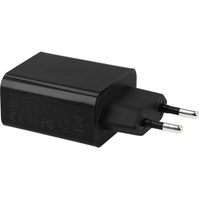 Φορτιστής Γρήγορης Φόρτισης Μαύρος 18W Lamtech Χωρίς Καλώδιο με Θύρα USB-A και Θύρα USB-C (LAM022018)
