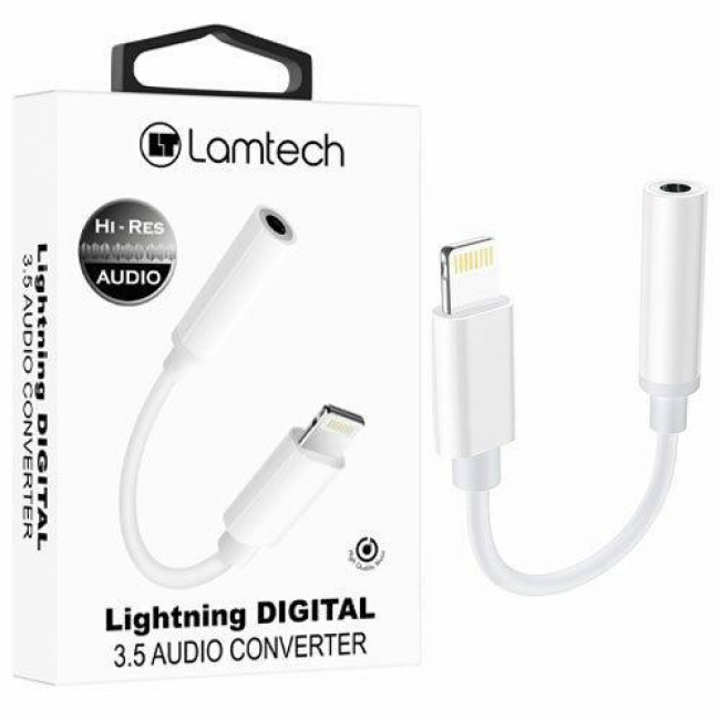 Καλώδιο Αντάπτορας Λευκό Lamtech Υποδοχής Ακουστικών iPhone Lightning M σε 3.5mm (LAM063005)