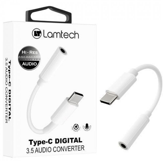Καλώδιο Αντάπτορας Λευκό Lamtech USB-C Αρσενικό σε 3.5mm Θηλυκό (LAM023831)
