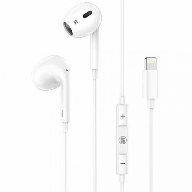 Ακουστικά Hands Free Earbuds Λευκό Lamtech Βύσμα Lightning Για iPhone 5 και μετά με Μικρόφωνο (LAM111740)