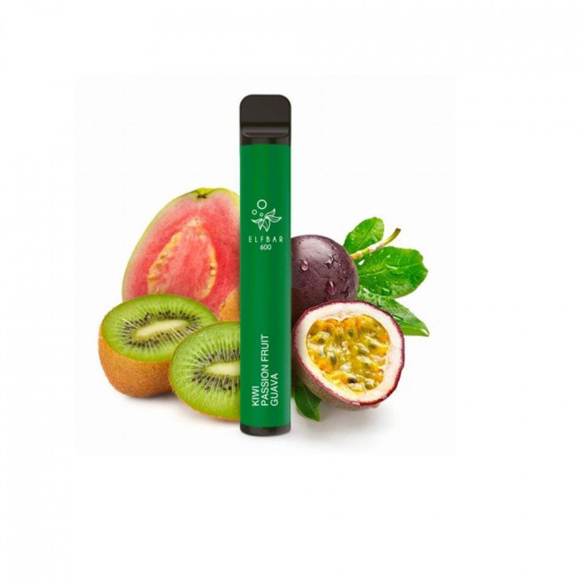 Ηλεκτρονικό Τσιγάρο μιας Χρήσης Elf Bar 600 Kiwi Passion Guava Fruit Pod Kit 2ml 20mg με Ενσωματωμένη Μπαταρία