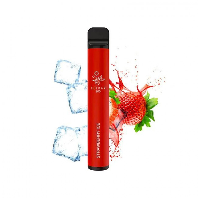 Ηλεκτρονικό Τσιγάρο μιας Χρήσης Elf Bar 600 Strawberry Ice Pod Kit 2ml 20mg με Ενσωματωμένη Μπαταρία