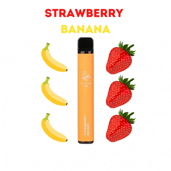 Ηλεκτρονικό Τσιγάρο μιας Χρήσης Elf Bar 600 Strawberry Banana Pod Kit 2ml 20mg με Ενσωματωμένη Μπαταρία
