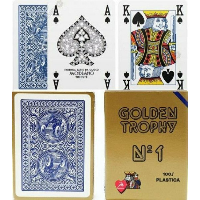 Τράπουλα Πλαστική Golden Trophy Modiano Μπλε (1τμχ)