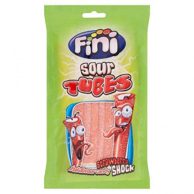 Ζαχαρωτά Ζελεδάκια Fini Sour Tubes Strawberry Shock Καλώδια (90gr)