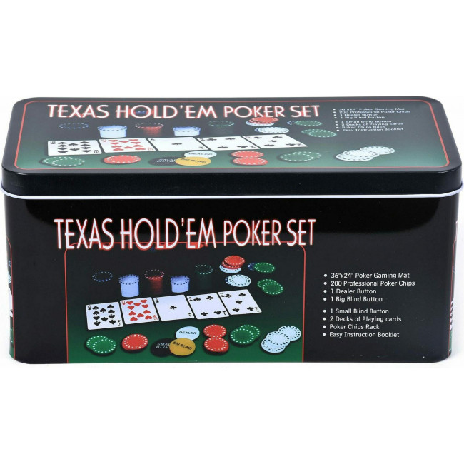 Σετ Πόκερ Texas Hold Em Poker Set Mini σε Μεταλλικό Κουτί 24x11x11.5cm (1τμχ)