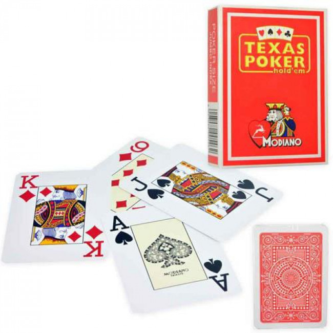 Τράπουλα Πλαστική Texas Poker Modiano Κόκκινη (1τμχ)