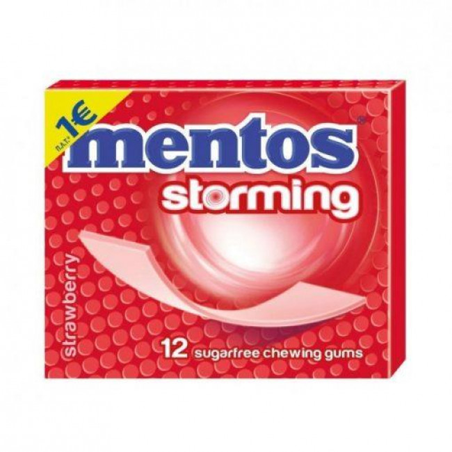 Τσίχλες Mentos Storming Strawberry Box (33gr) (12τμχ)