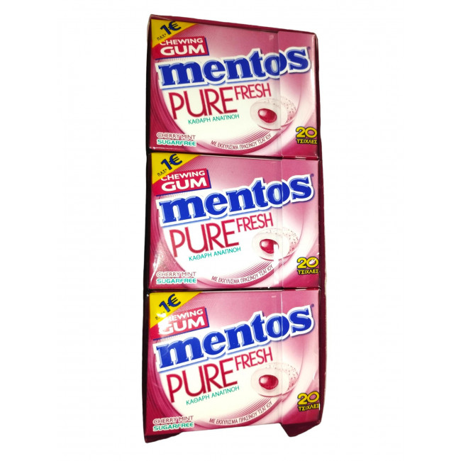 Τσίχλες Mentos Pure Fresh Cherry Mint Box (30gr) (12τμχ)