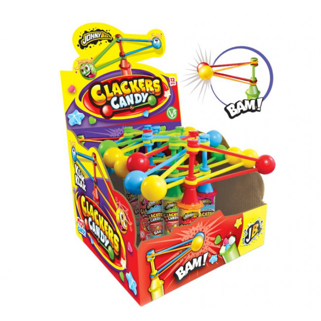 Καραμελάκια Clackers Candy Johny Bee με Παιχνίδι Kλικ-Kλακ (16gr) (12τμχ)