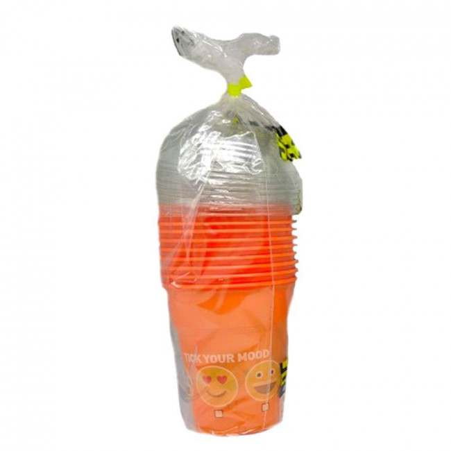 Ποτήρι Άθραυστο με Καπάκι Πορτοκαλί Oki Doki Tick Mood-Set Πλαστικά Θράκης (10τμχ)