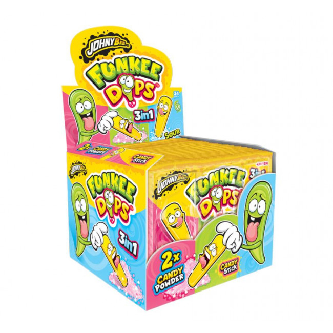 Γλειφιτζούρι Funkee Dips Candy Stick Johny Bee (28gr) (24τμχ)