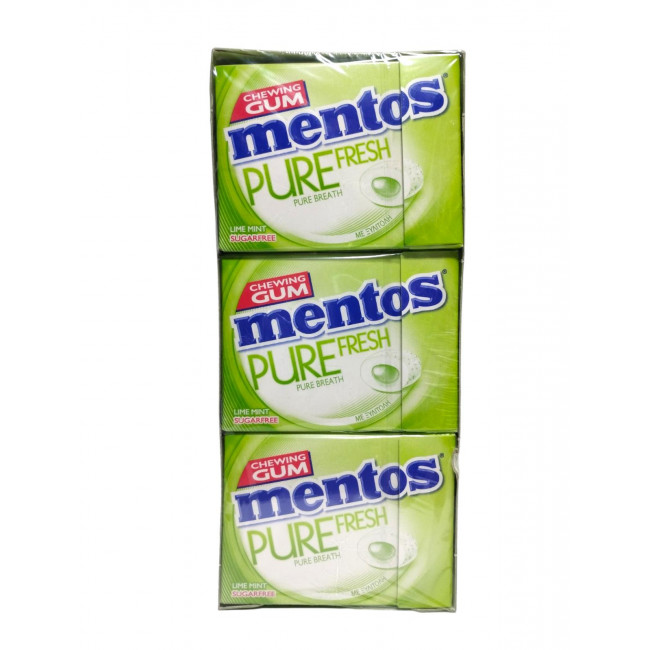 Τσίχλες Mentos Pure Fresh Lime Mint Box (30gr) (12τμχ)