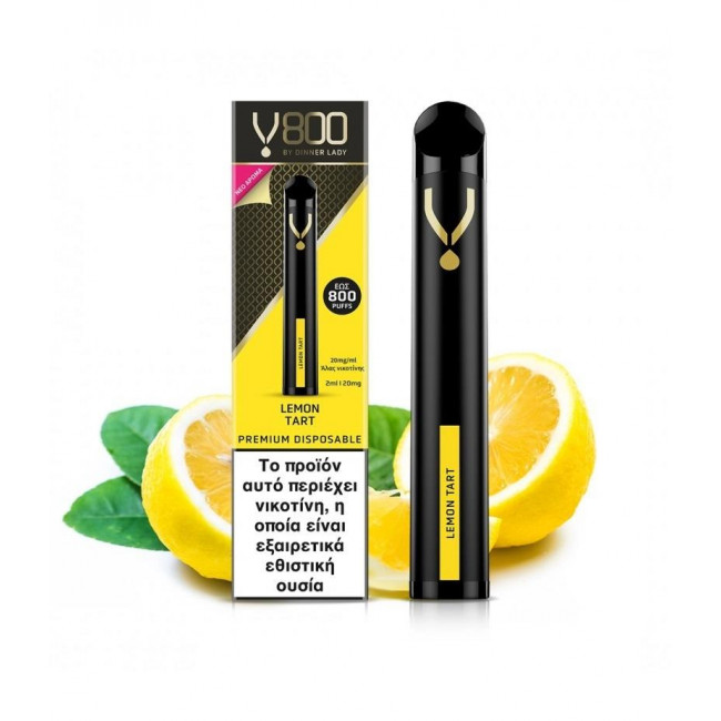 Ηλεκτρονικό Τσιγάρο Μιας Χρήσης Dinner Lady V800 Lemon Tart Disposable 20mg 2ml