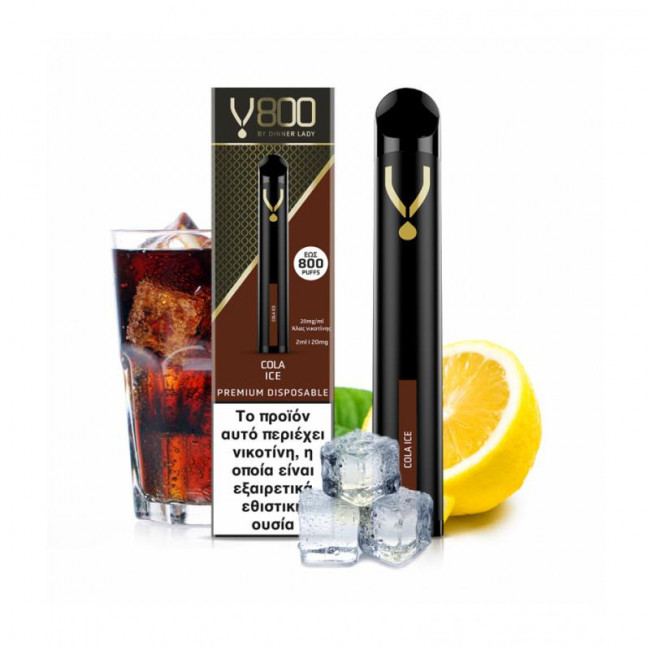 Ηλεκτρονικό Τσιγάρο Μιας Χρήσης Dinner Lady V800 Cola Ice Disposable 20mg 2ml