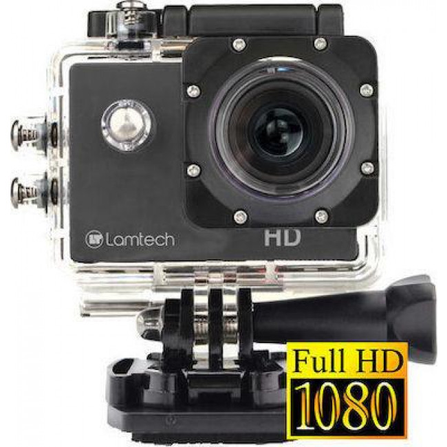 Camera Action Full HD (1080p) Lamtech Υποβρύχια (με Θήκη) Μαύρη με Οθόνη 2" (LAM021158)