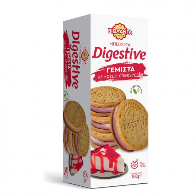 Βιολάντα Digestive Μπισκότα Γεμιστά με Κρέμα Cheesecake (200gr)