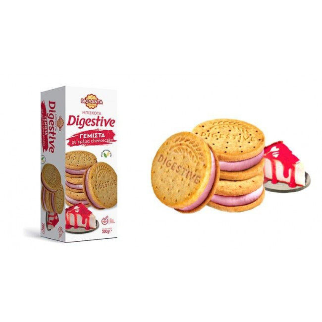 Βιολάντα Digestive Μπισκότα Γεμιστά με Κρέμα Cheesecake (200gr)
