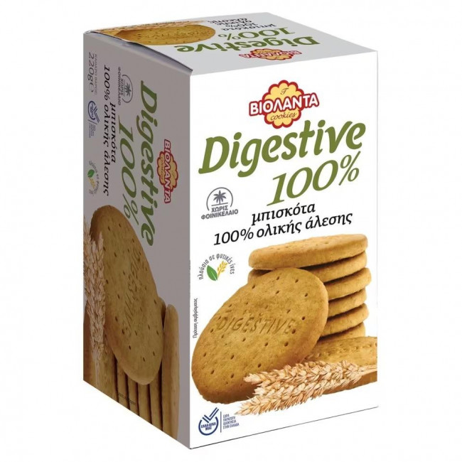 Βιολάντα Digestive Μπισκότα 100% Ολικής Αλέσεως (220gr)