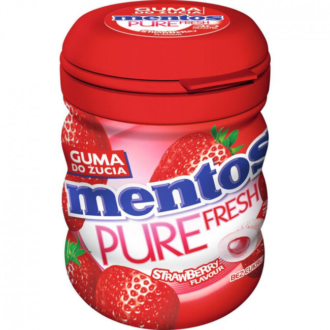Τσίχλες Mentos Pure Fresh Strawberry Μπουκάλι (60gr) (4τμχ)