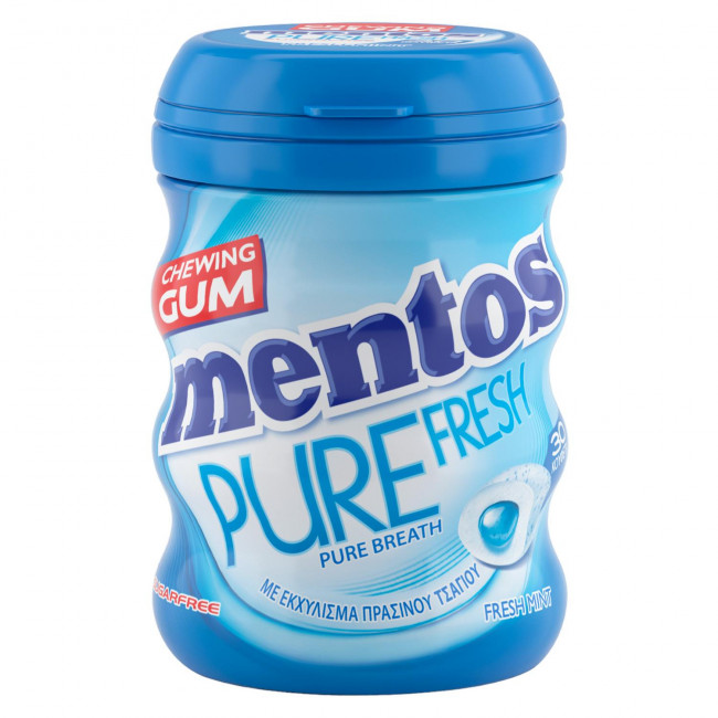 Τσίχλες Mentos Pure Fresh Freshmint Μπουκάλι (60gr) (4τμχ)