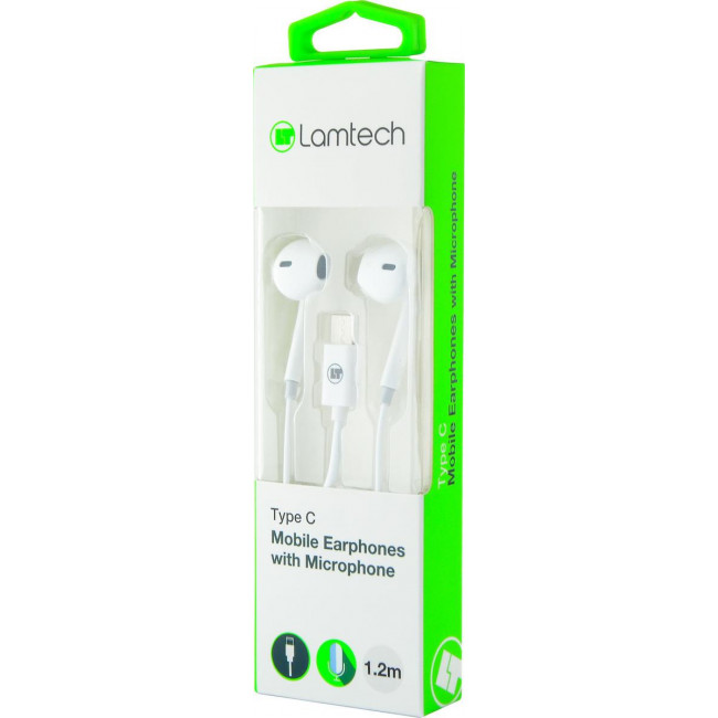 Ακουστικά Hands Free Earbuds Λευκό Lamtech με Βύσμα Type-C με Μικρόφωνο (LAM020939) (1τμχ)