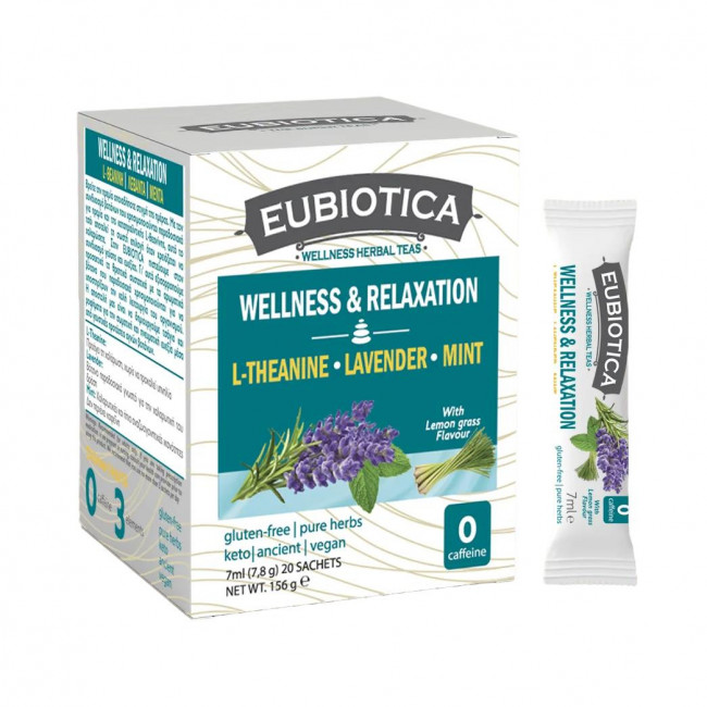 Τσάι Eubiotica Wellness & Relaxation με L-Theanine, Λεβάντα & Μέντα για Χαλάρωση (20φακελάκια) (156gr)