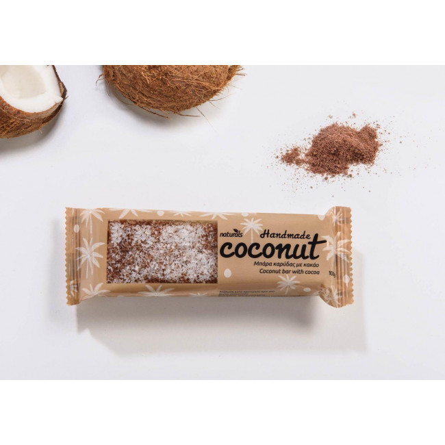 Μπάρα Καρύδας Χειροποίητη με Γεύση Κακάο Coconut Bar "Naturals" Cocoa (100gr)