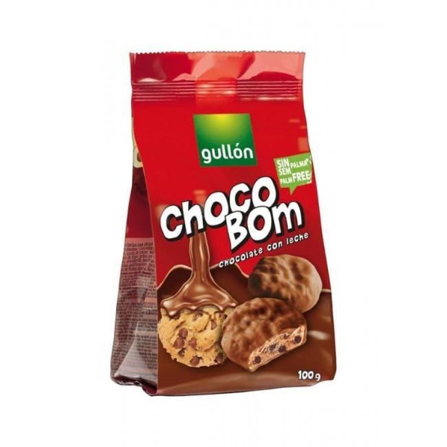 Μπισκότα Gullon Choco Bom Milk με Κομματάκια Σοκολάτας Υγείας &  Επικάλυψη Σοκολάτα Γάλακτος (100gr)