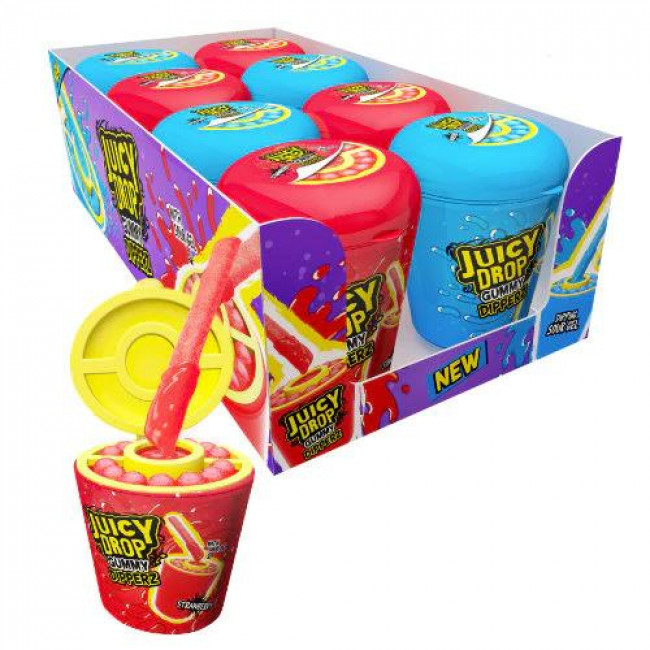 Ζελεδοραβδάκια Juicy Drop Gummy Dipperz Tub Bazooka με Τζελ Καραμέλας για να Βουτάς (86gr) (8τμχ)