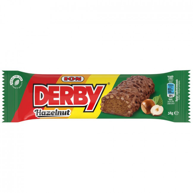 Σοκολάτα Γάλακτος ION Derby με γέμιση φουντούκι (9039) (38gr) (1τμχ)