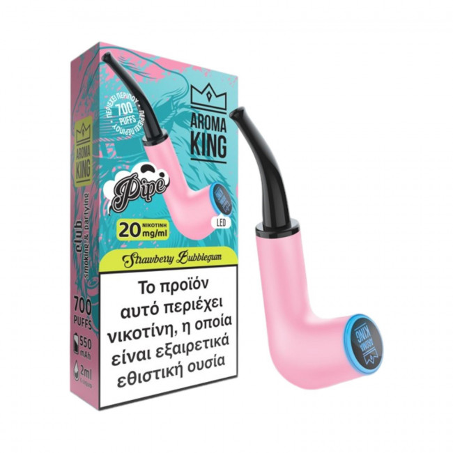 Ηλεκτρονικό Τσιγάρο μιας Χρήσης Neon Pipe 700 Strawberry Bubblegum Aroma King 2ml 20mg