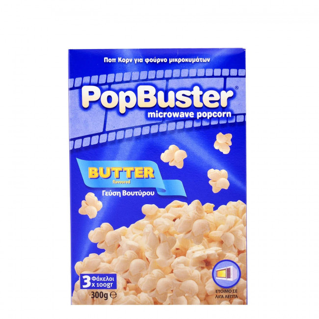 Ποπ Κορν Βουτύρου για Μικροκύματα PopBuster Κουτί 3x100gr (1τμχ)