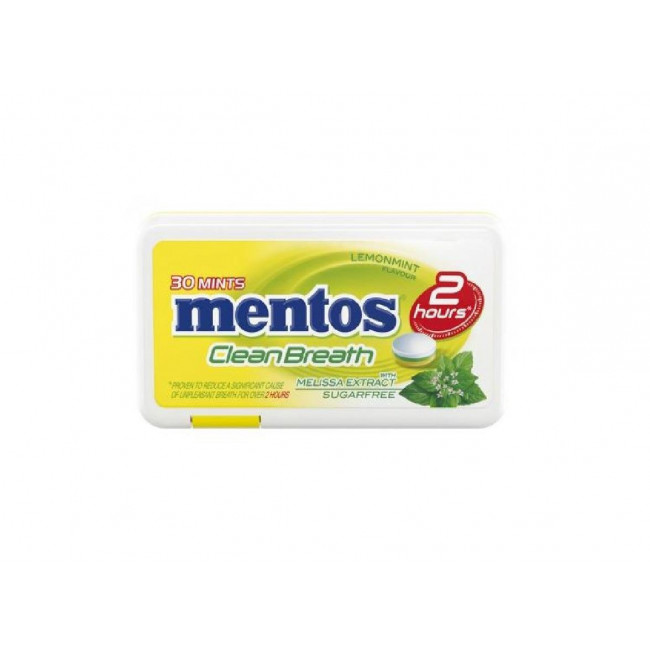 Καραμέλες Mentos Clean Breath 2hrs Lemonmint με Εκχύλισμα Μελισσόχορτου (21gr) (12τμχ)