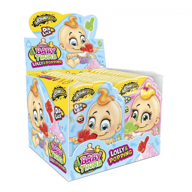 Γλειφιτζούρι Baby Thumb Johny Bee Με Καραμελόσκονη Για Να Βουτάς (13gr) (36τμχ)
