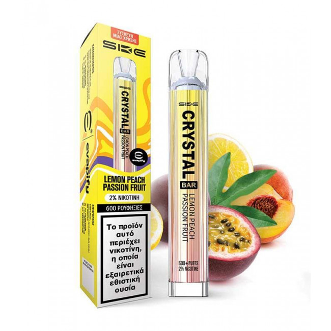 Ηλεκτρονικό Τσιγάρο Μιας Χρήσης SKE Crystal Bar Lemon Peach Pashion Fruit 20mg 2ml