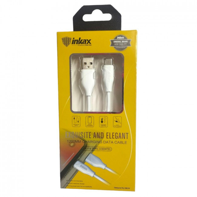 Καλώδιο Φόρτισης Λευκό USB σε Type C 2.4A 1.2m Inkax (CK-119) (1τμχ)