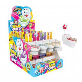 Γλειφιτζούρι Johny Bee Sour Potty σε σχήμα τουαλέτας με καραμελόσκονη (19g) (24τμχ)