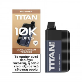 Ηλεκτρονικό Τσιγάρο Επαναφορτιζόμενο TITAN 10K Puffs Vanilla Cream Tobacco 8x2ml 20mg