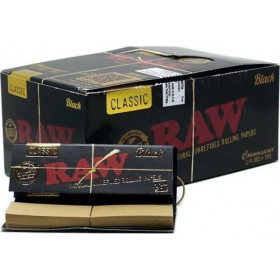 Χαρτάκια Στριφτού Raw Classic 1&1/4 Black με Τζιβάνες (32 φύλλα) (1τμχ)